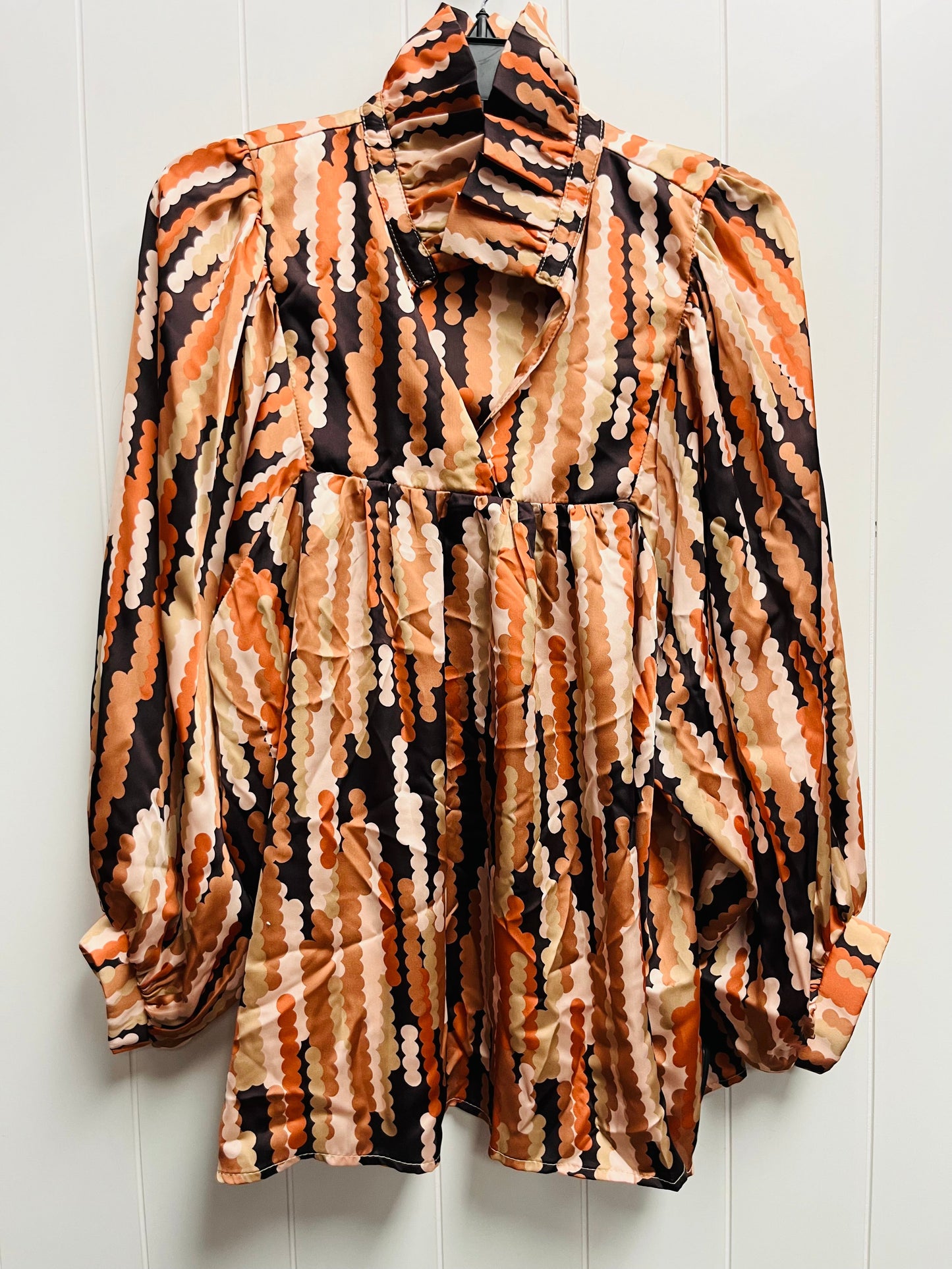 Blouse Long Sleeve By ADRIENNE In Orange, Size: L