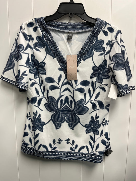 Top Short Sleeve By emery rose In Blue & White, Size: Xl