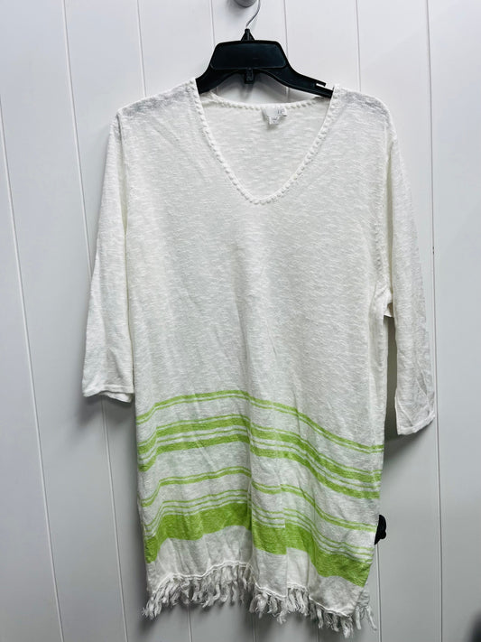 Top Long Sleeve By J. Jill In Green & White, Size: L