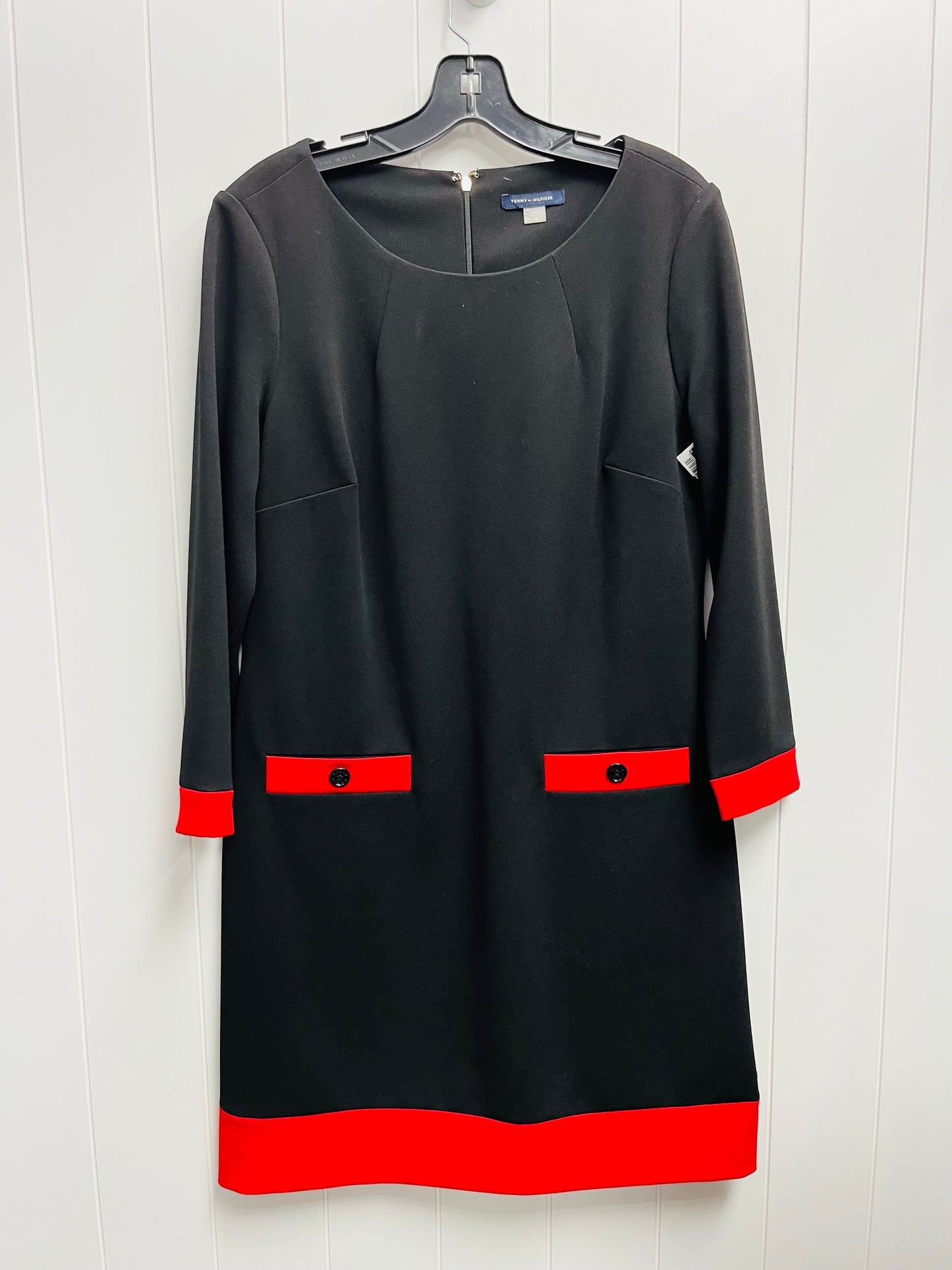 Dress Work By Tommy Hilfiger In Black & Red, Size: 12