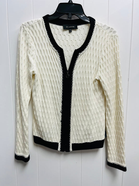 Sweater Cardigan Luxury Designer By St John Collection In Black & White, Size: S