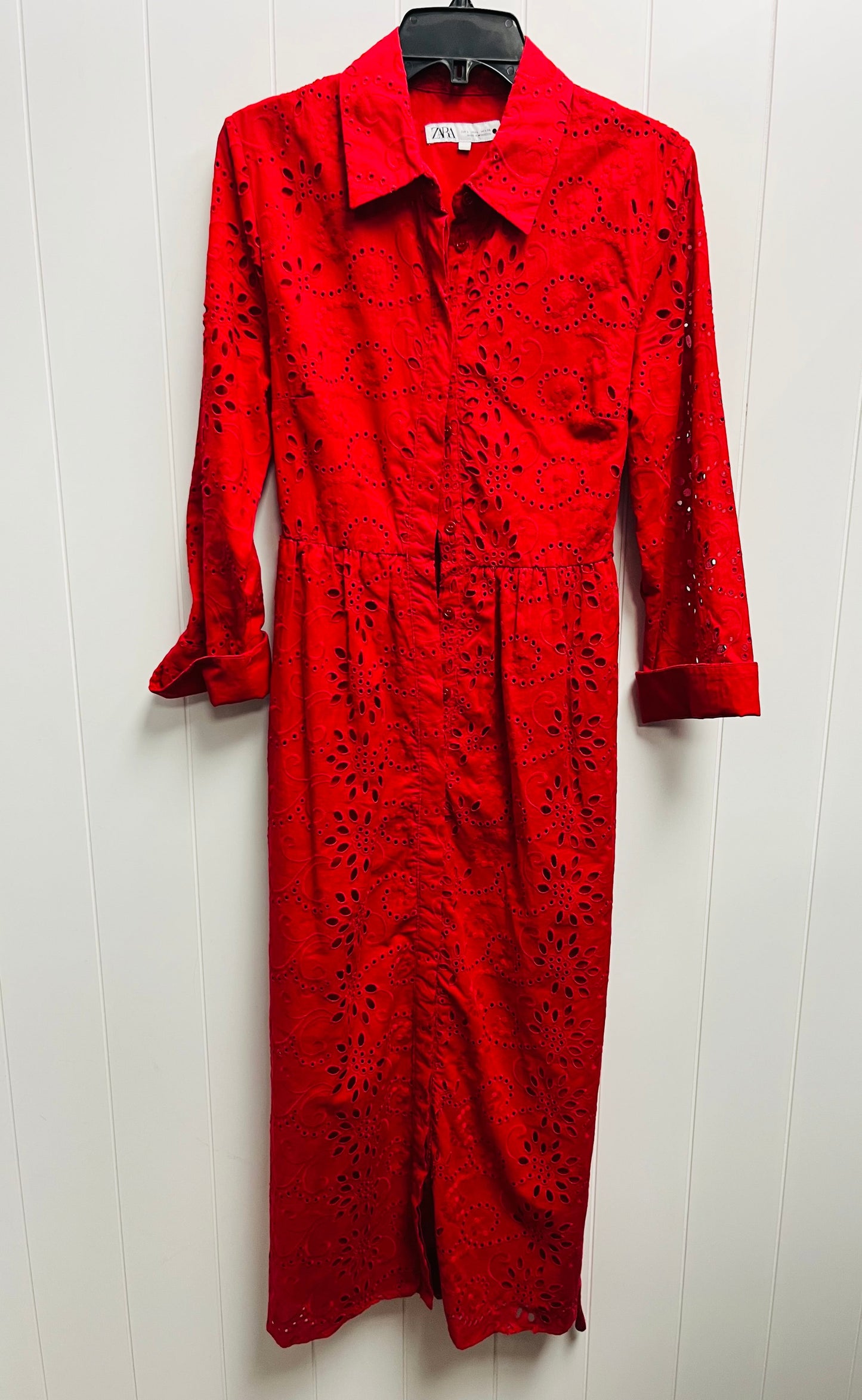 Dress Casual Midi By Zara In Red, Size: L