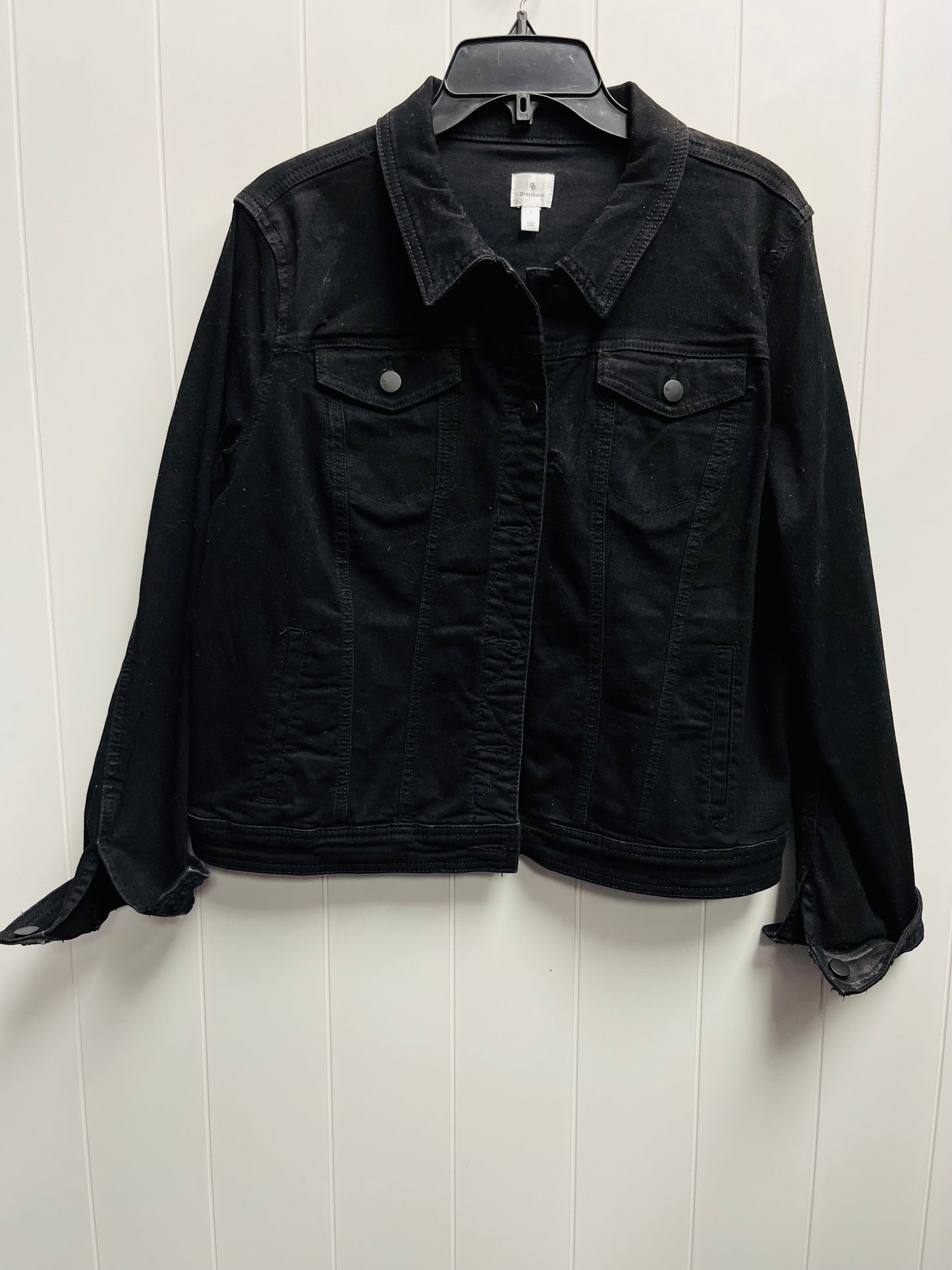 Jacket Denim By Dressbarn In Black Denim, Size: L