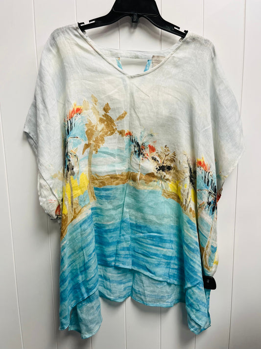 Top Short Sleeve By Chicos In Blue & Orange, Size: Xl