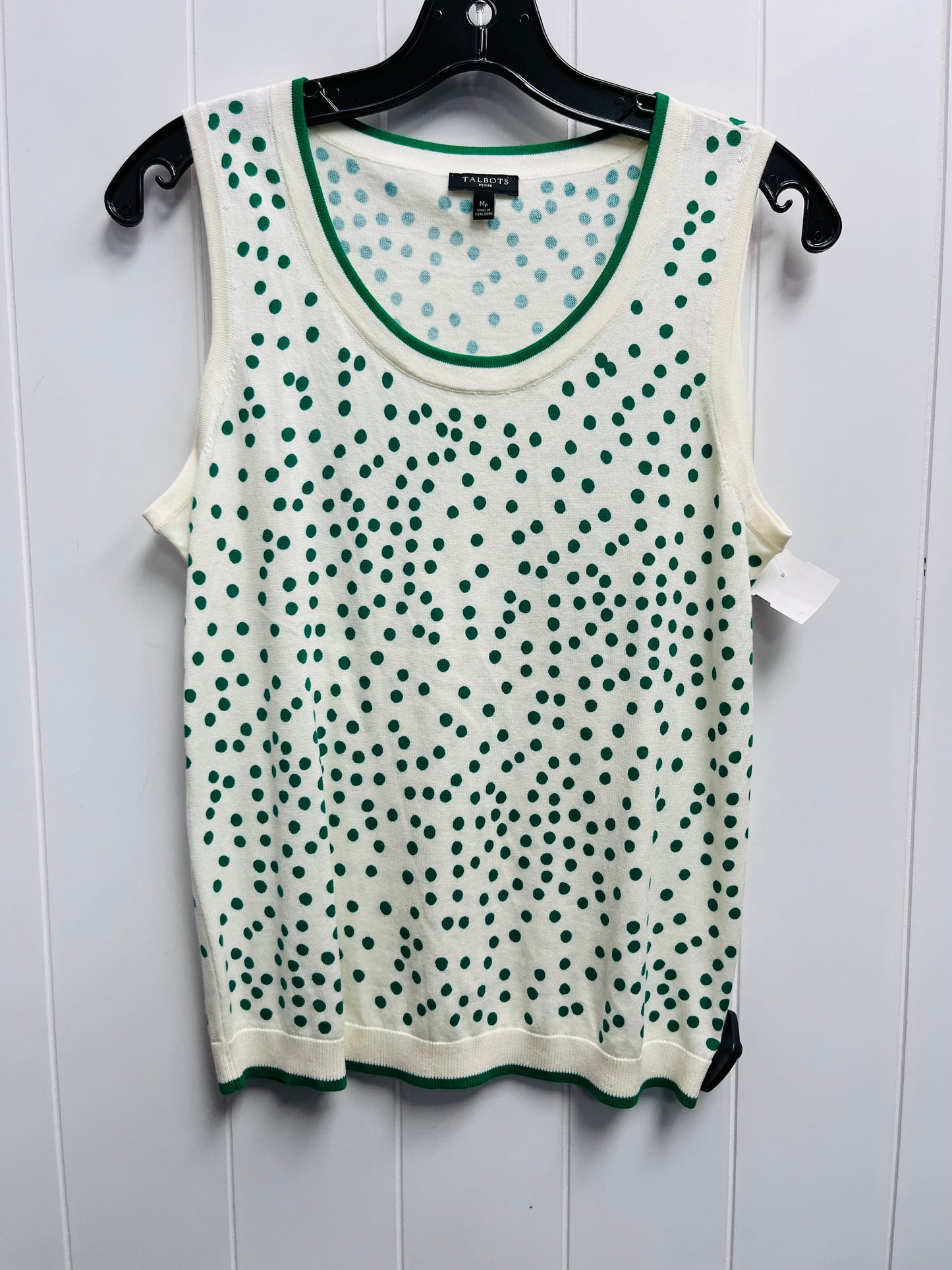 Top Sleeveless By Talbots In Green & White, Size: Mp