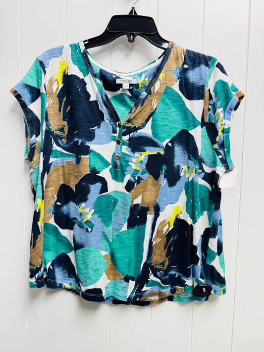 Top Short Sleeve By Chicos In Blue & Green, Size: Xl