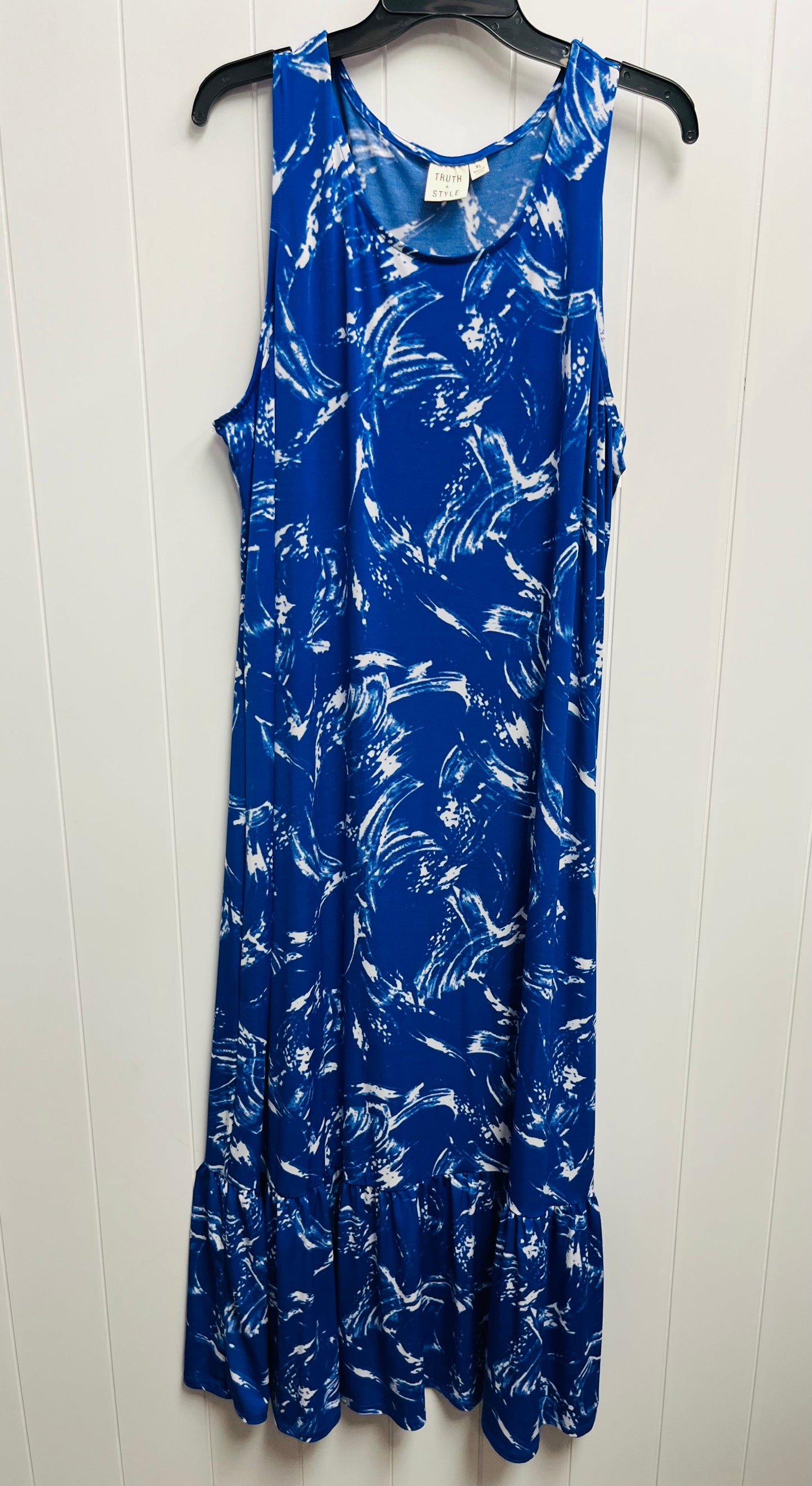 Dress Casual Maxi By Truth And Style In Blue & White, Size: Xl