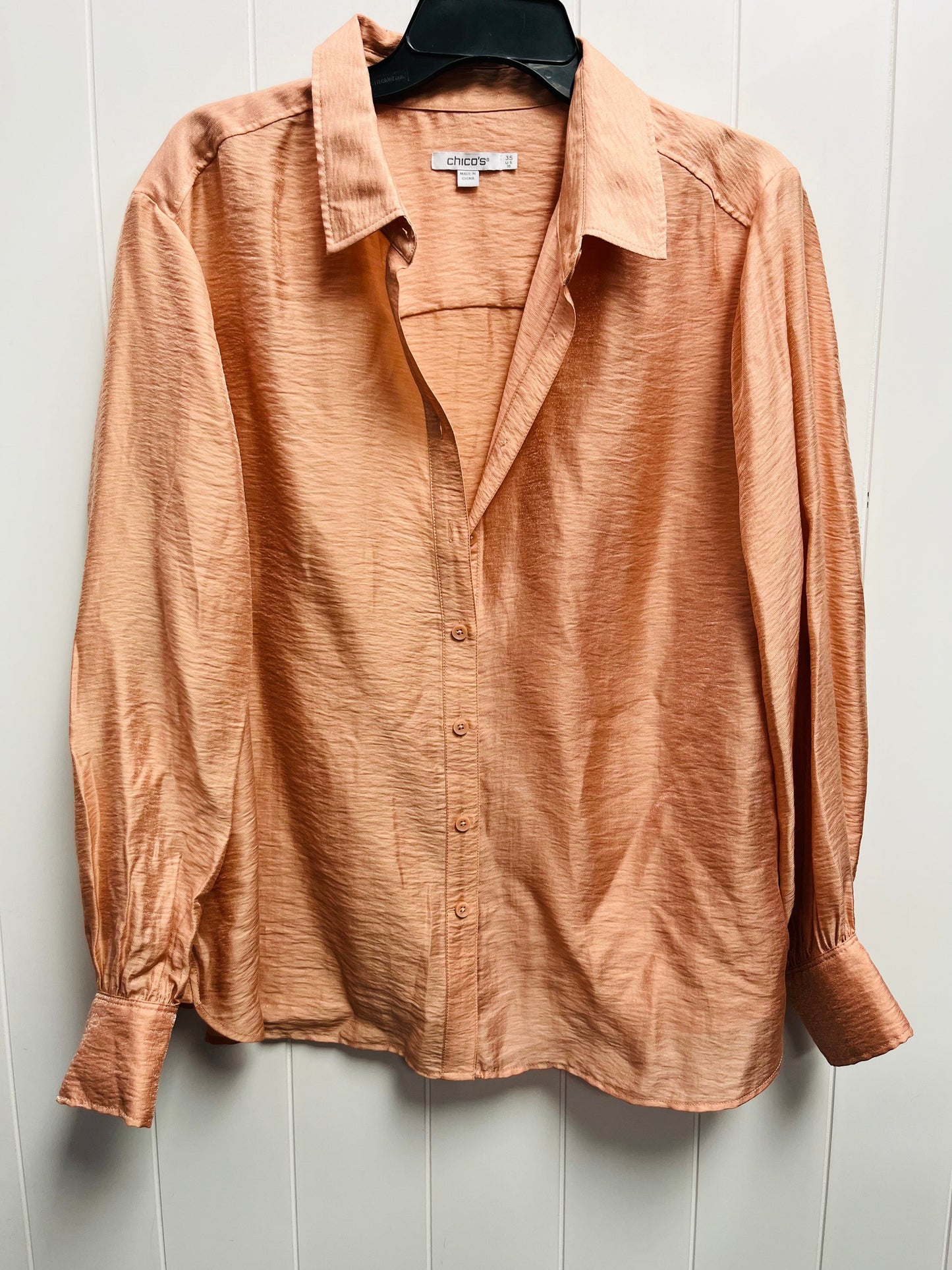 Blouse Long Sleeve By Chicos In Peach, Size: 18