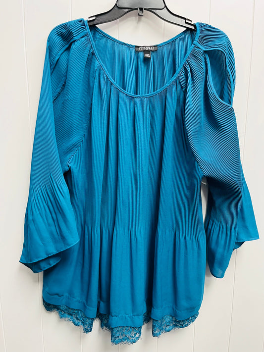 Top Long Sleeve By Roz And Ali In Teal, Size: 2x