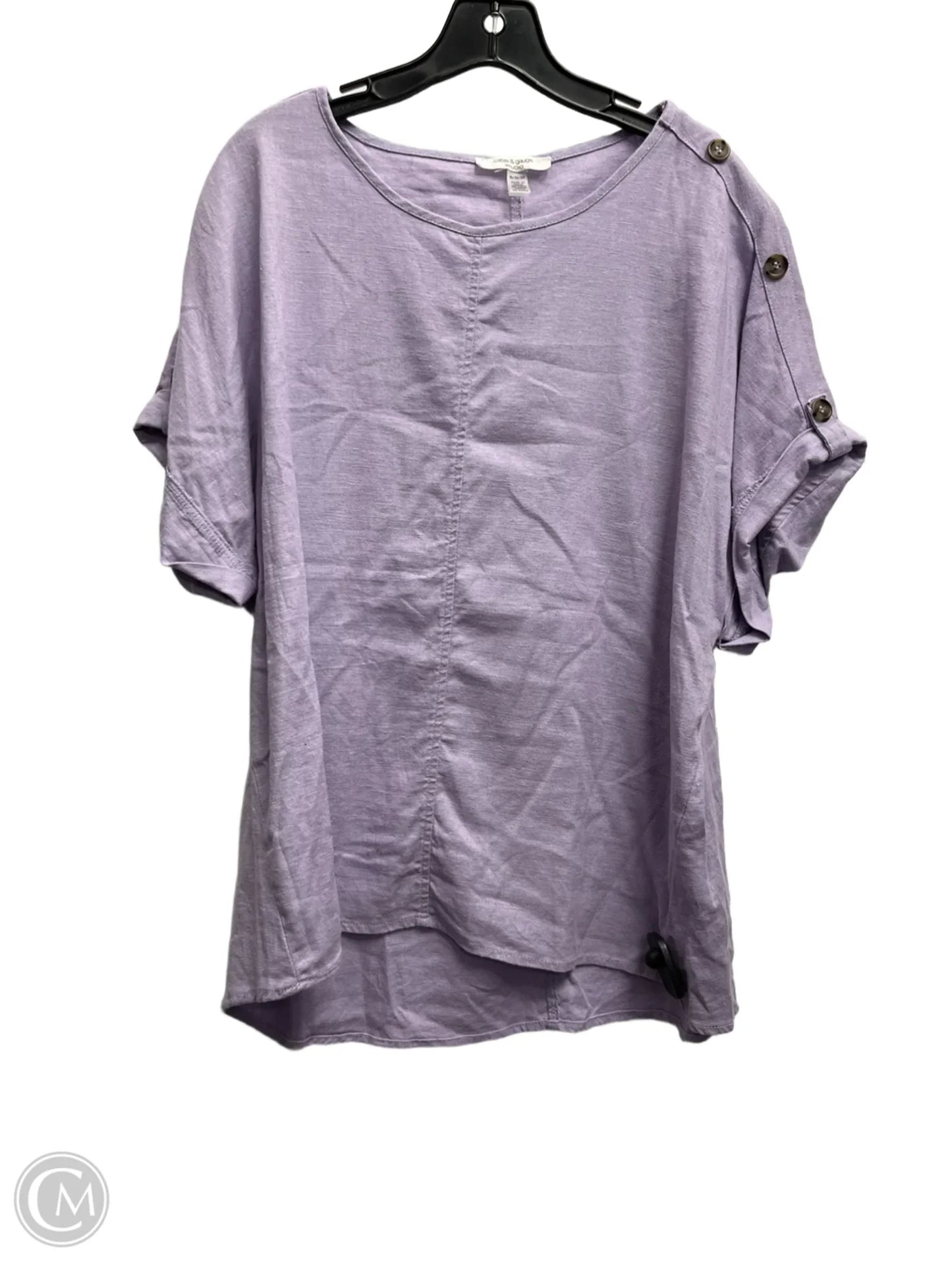 Top Short Sleeve By Cable And Gauge In Purple, Size: Xl