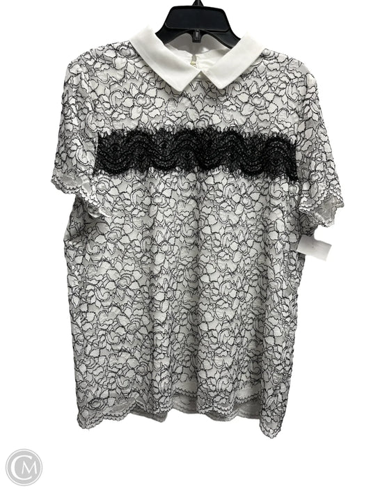 Top Short Sleeve Designer By Karl Lagerfeld In Black & White, Size: Xl