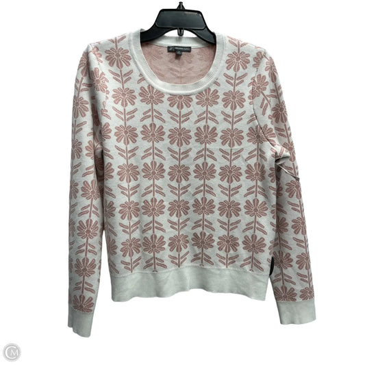 Sweater By Adrianna Papell In Pink & White, Size: M