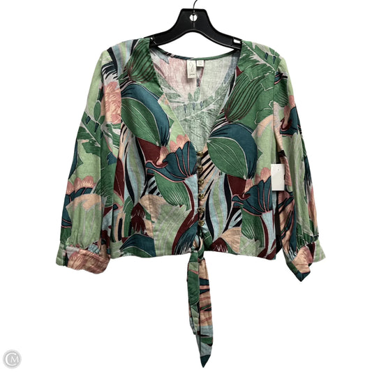 Top Long Sleeve By Joie In Green & Pink, Size: M