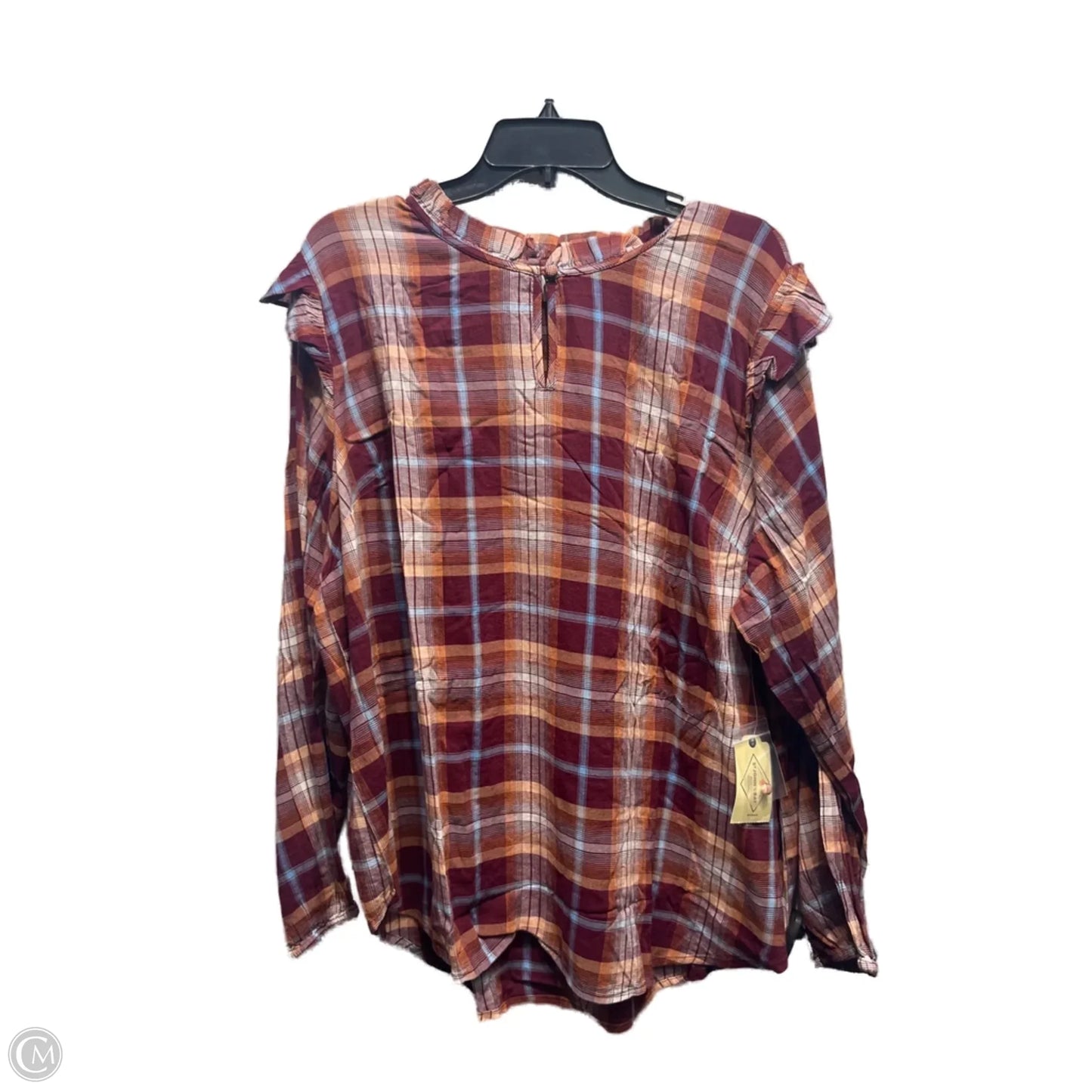 Top Long Sleeve By St Johns Bay In Maroon, Size: 1x