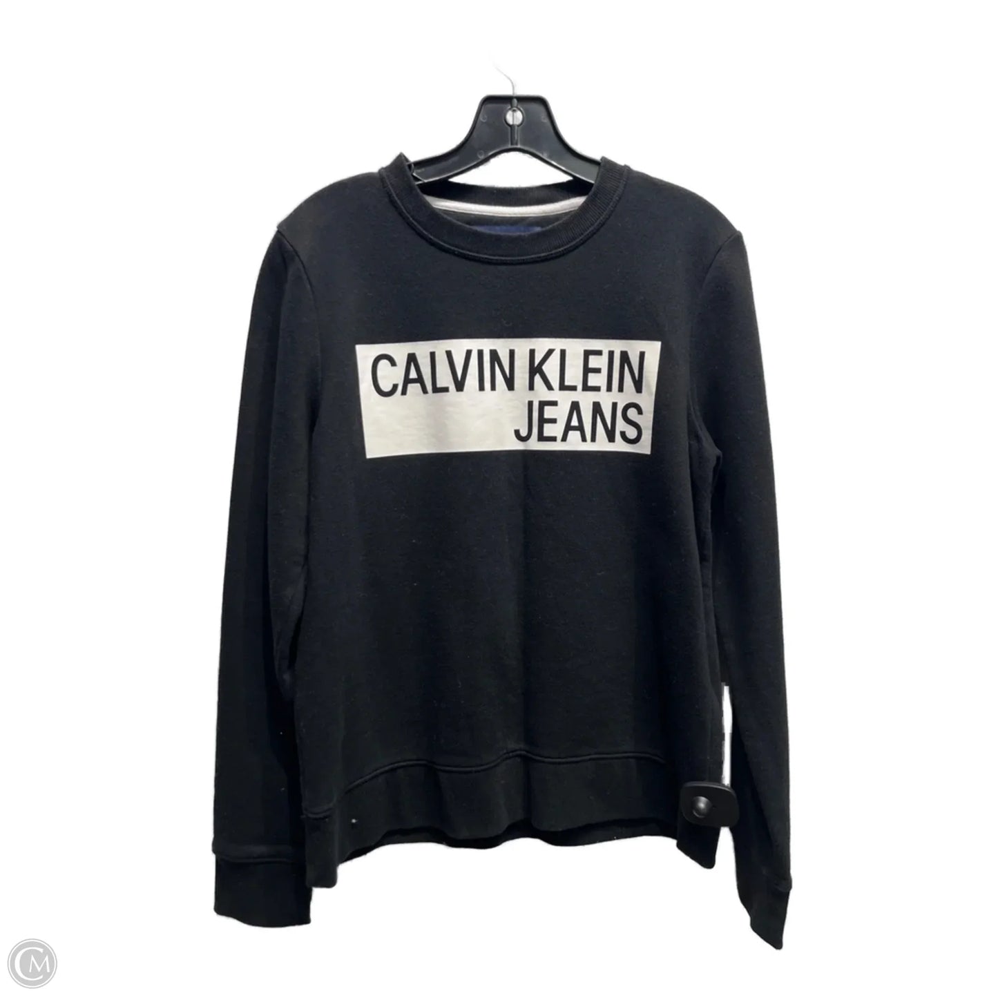 Sweatshirt Crewneck By Calvin Klein In Black & White, Size: S