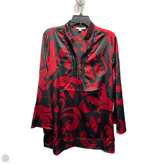 Blouse Long Sleeve By Chicos In Black & Red, Size: 12