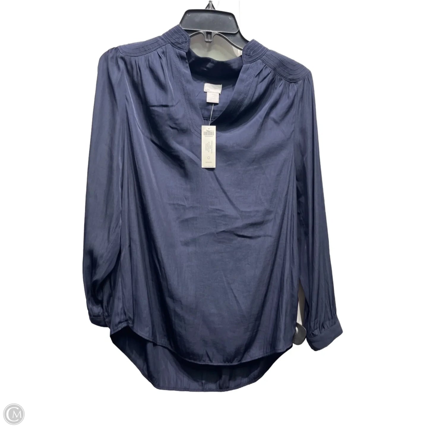 Blouse Long Sleeve By Chicos In Navy, Size: S