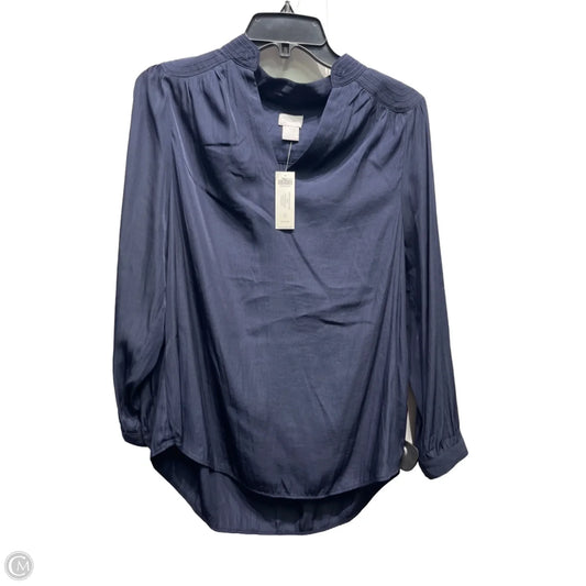 Blouse Long Sleeve By Chicos In Navy, Size: S