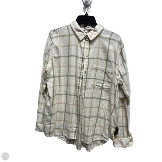 Top Long Sleeve By Sonoma In Cream & Green, Size: L