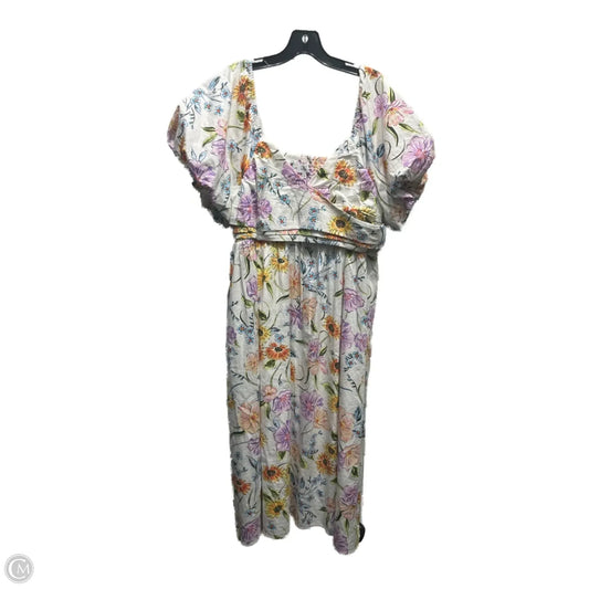 Dress Casual Midi By Crown And Ivy In Orange & Purple, Size: Xl