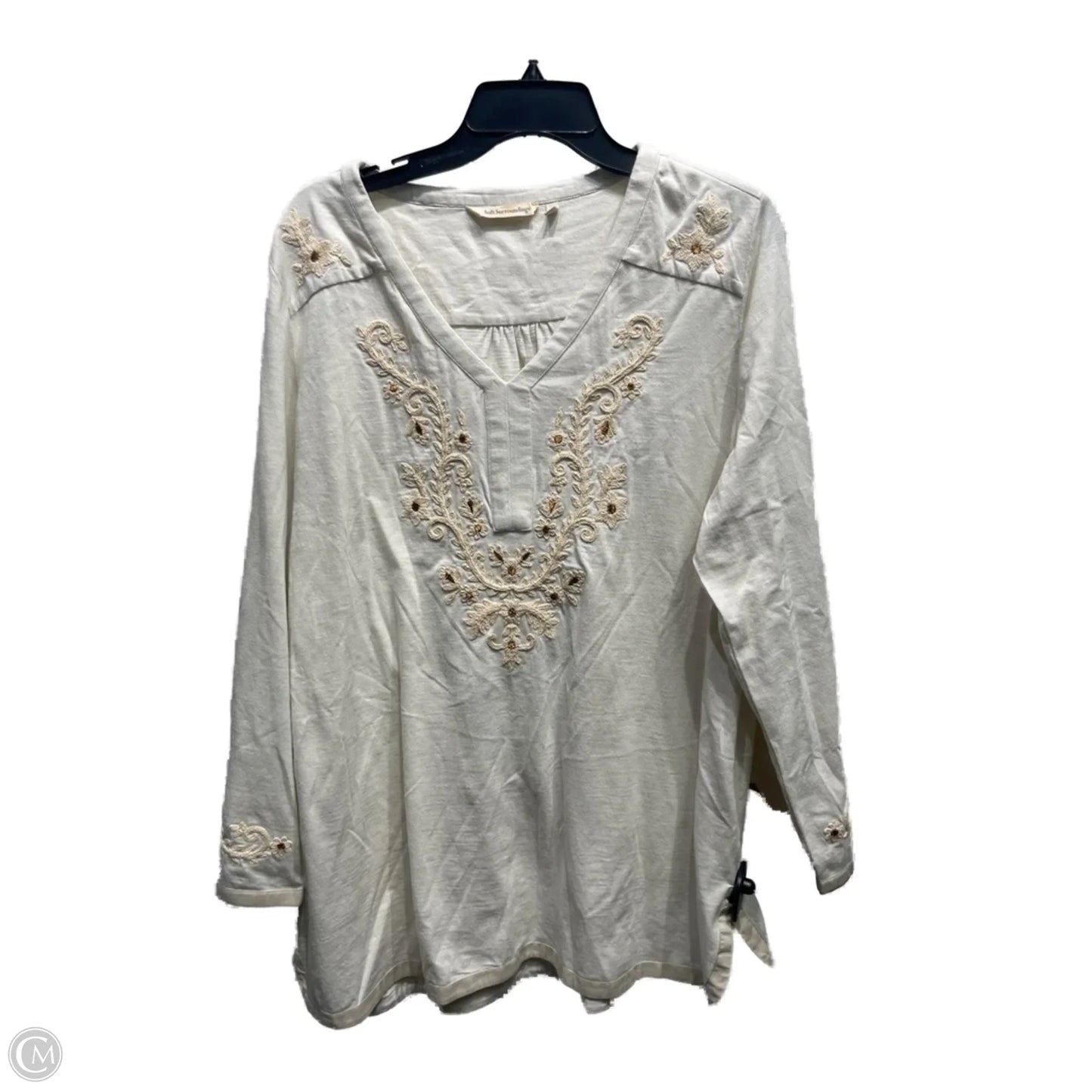 Top Long Sleeve By Soft Surroundings In Cream, Size: Xl