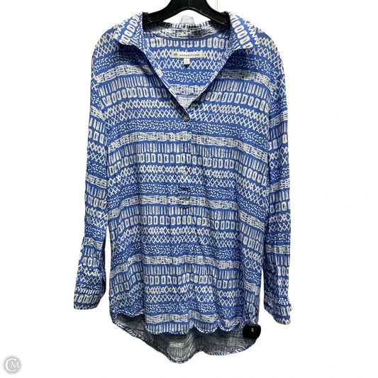Top Long Sleeve By Southern Tide In Blue & White, Size: S