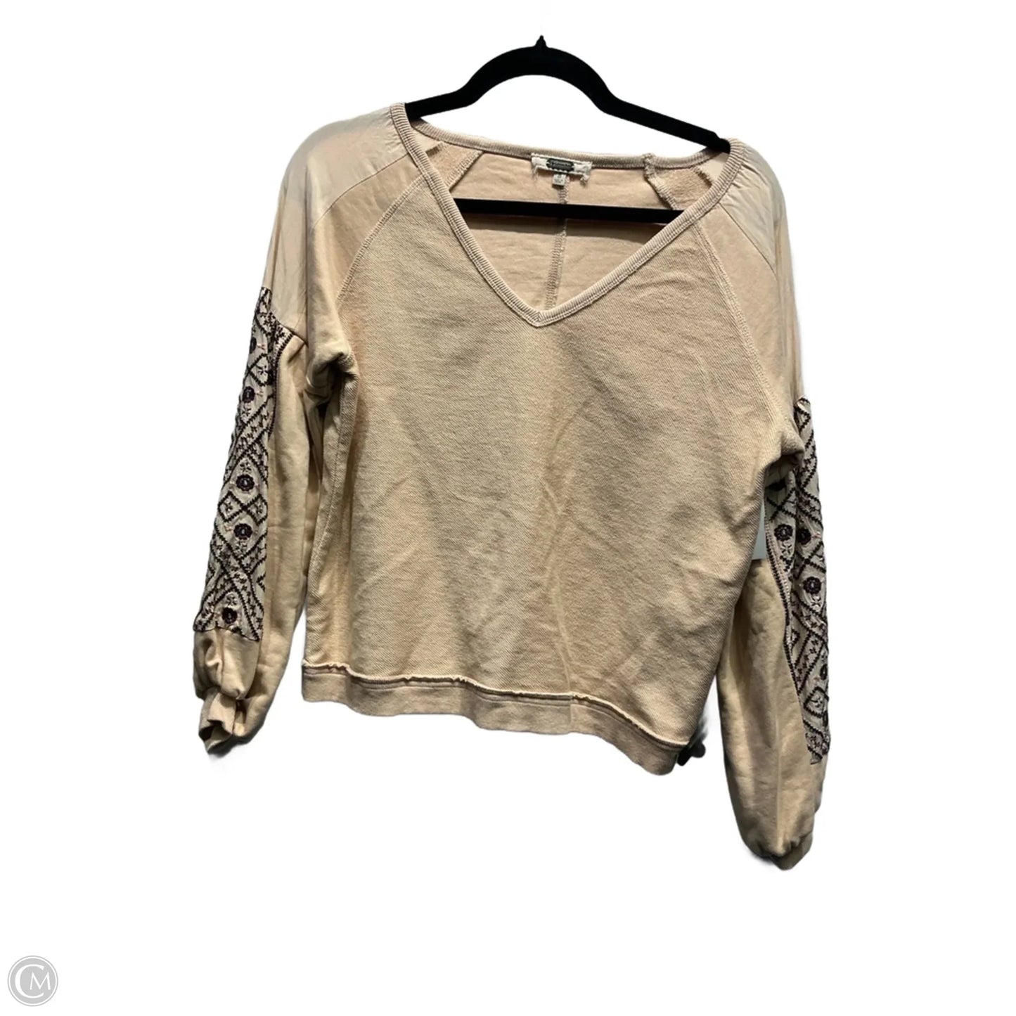 Top Long Sleeve By Gimmicks In Tan, Size: S