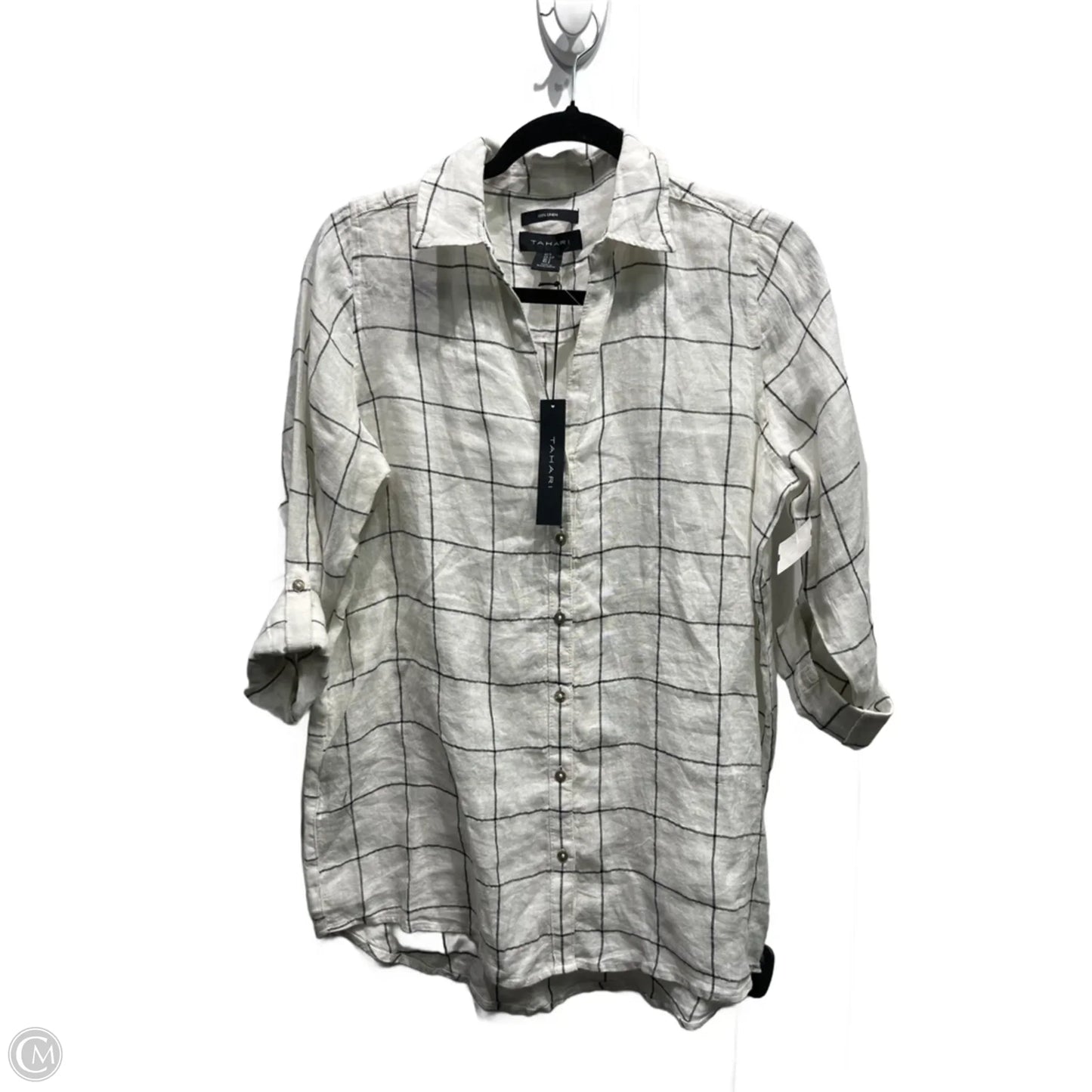 Top Long Sleeve By Tahari In Black & White, Size: S