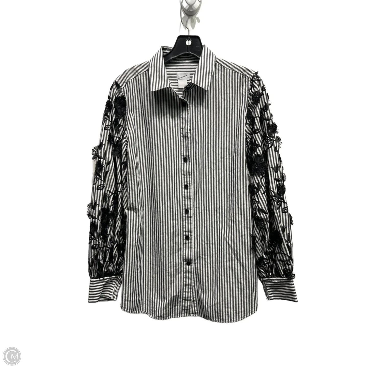 Top Long Sleeve By Chicos In Black & White, Size: 4