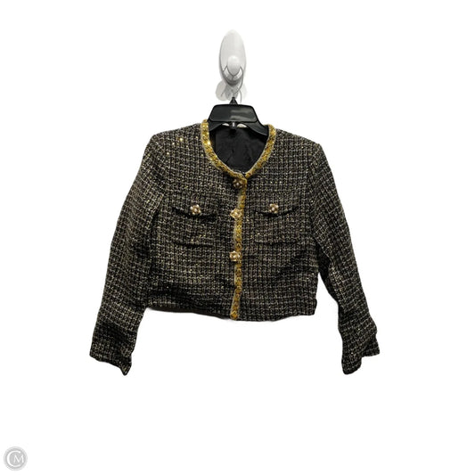 Blazer By Clothes Mentor In Black & Gold, Size: S
