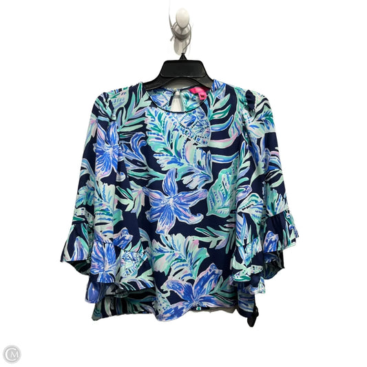 Top Long Sleeve Designer By Lilly Pulitzer In Blue & Green, Size: Xxs