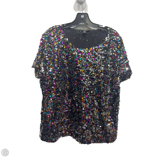 Blouse Short Sleeve By Inc In Black & Purple, Size: L