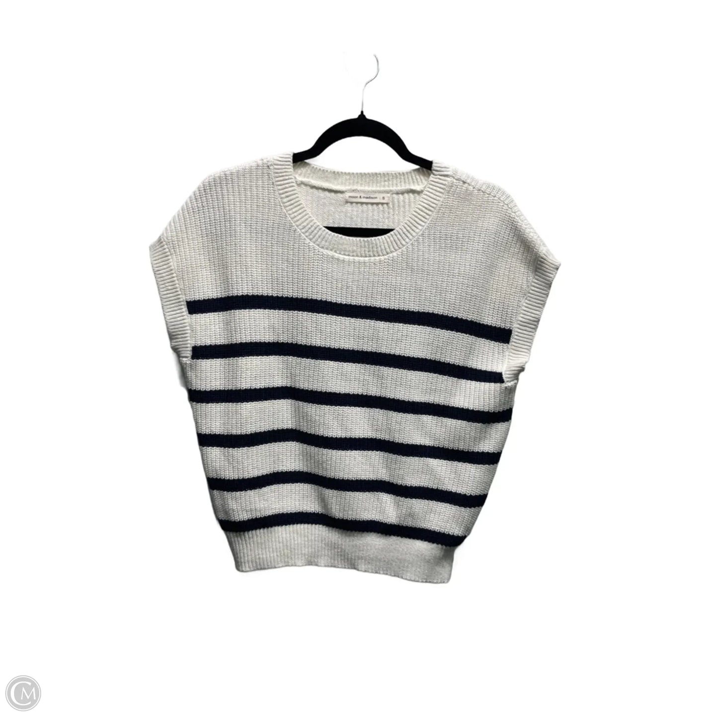 Sweater Short Sleeve By Moon And Madison In Blue & White, Size: S