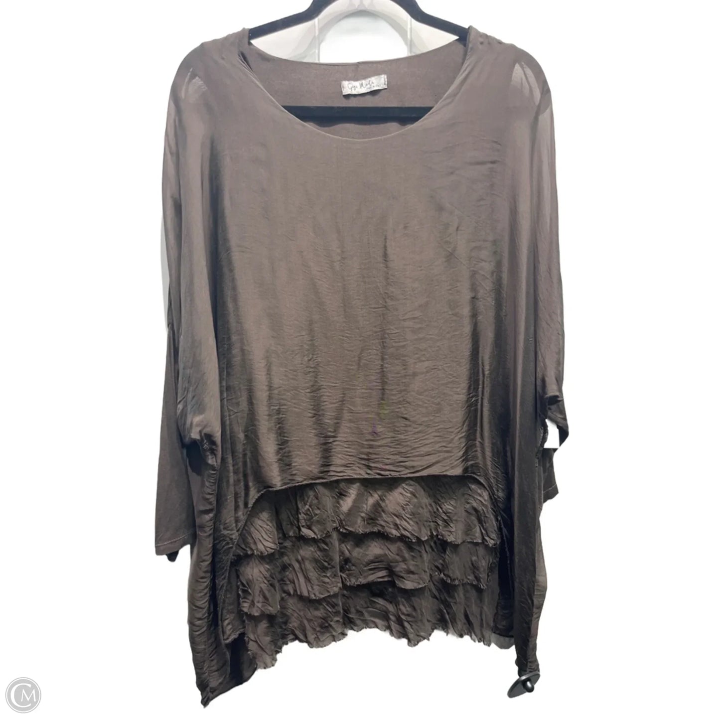 Blouse 3/4 Sleeve By M Made In Italy In Brown, Size: Osfm