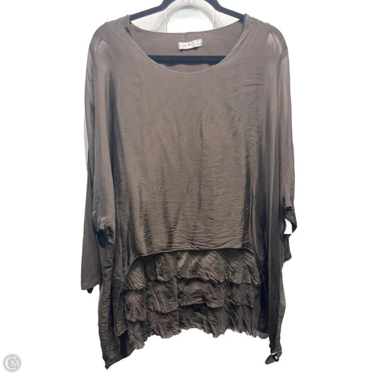 Blouse 3/4 Sleeve By M Made In Italy In Brown, Size: Osfm