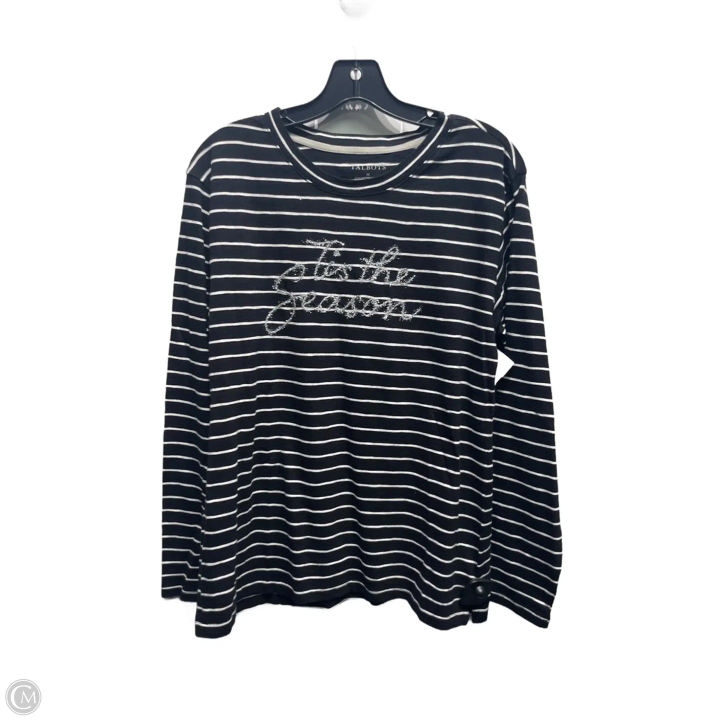 Top Long Sleeve By Talbots In Black & White, Size: M