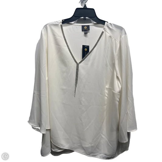 Blouse Long Sleeve By Jm Collections In White, Size: 2x