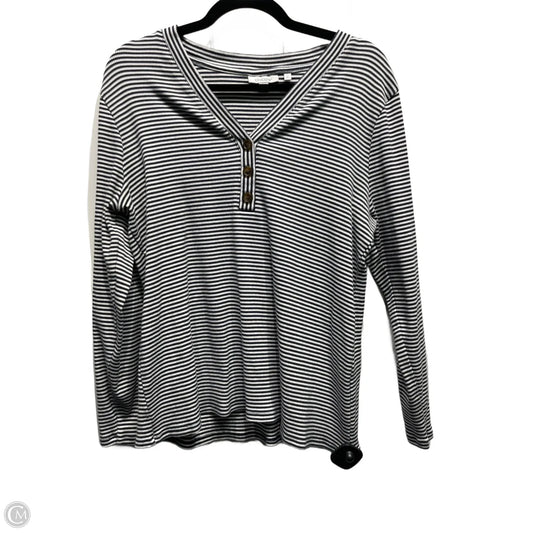 Top Long Sleeve By Chicos In Blue & White, Size: Xl