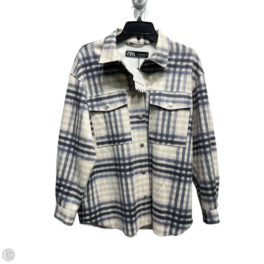 Jacket Shirt By Zara In Blue & Cream, Size: Xs