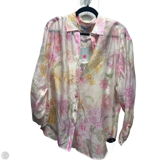 Top 2pc Long Sleeve By Antonio Melani In Purple & Yellow, Size: 8