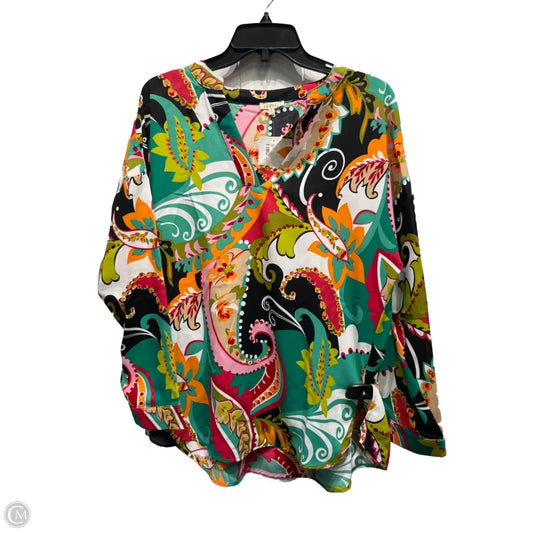 Blouse Long Sleeve By Jodifl In Green & Orange, Size: S