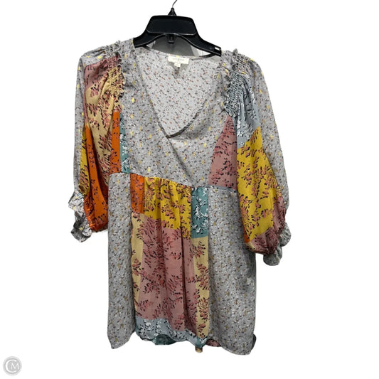 Blouse Short Sleeve By Umgee In Blue & Orange, Size: S