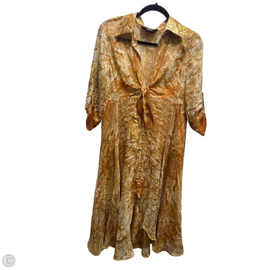 Dress Party Midi By Nicole Miller In Gold & Orange, Size: S