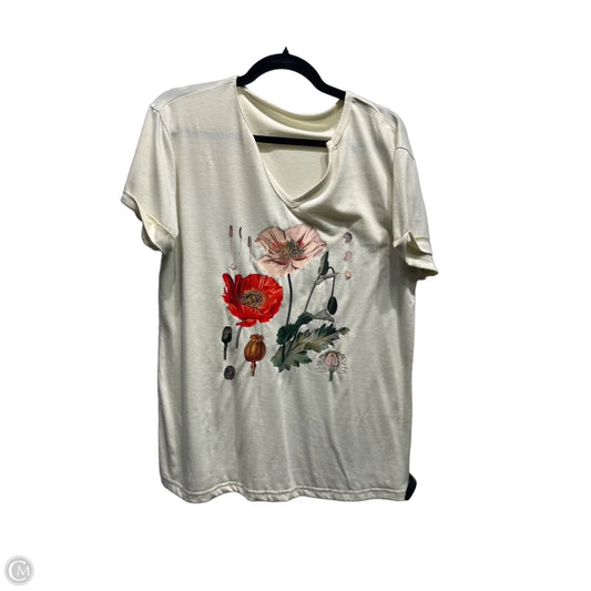 Top Short Sleeve Basic By Cme In Cream & Orange, Size: L