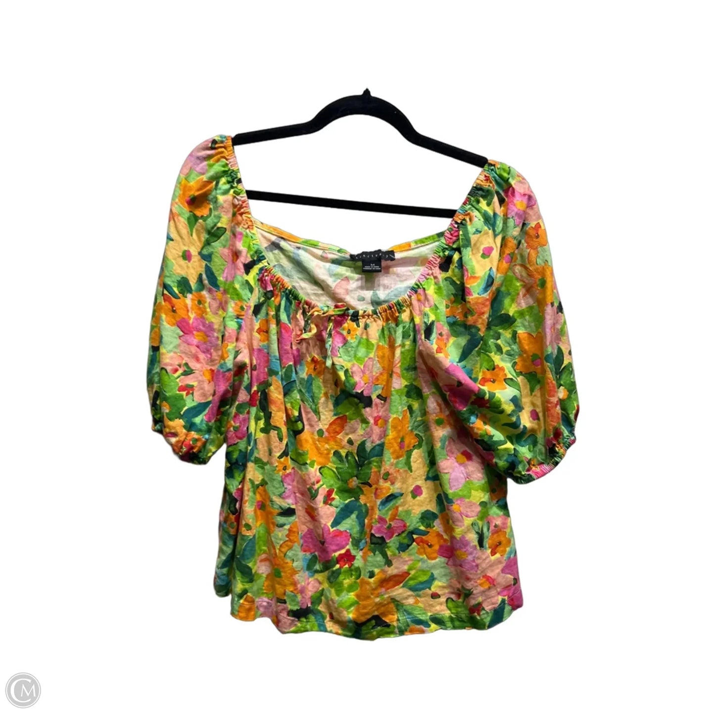 Top Short Sleeve By Sanctuary In Green & Orange, Size: M