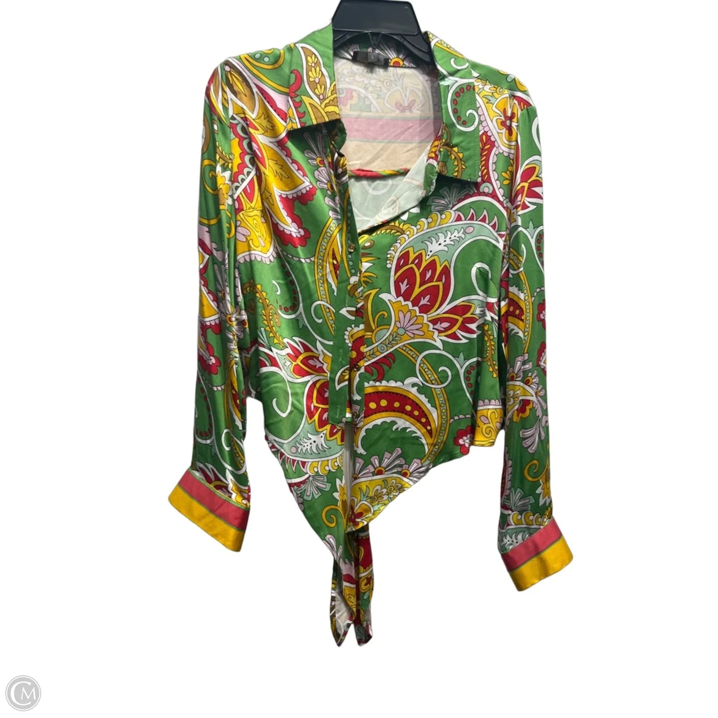 Top Long Sleeve By Haute Hippie In Green & Red, Size: L