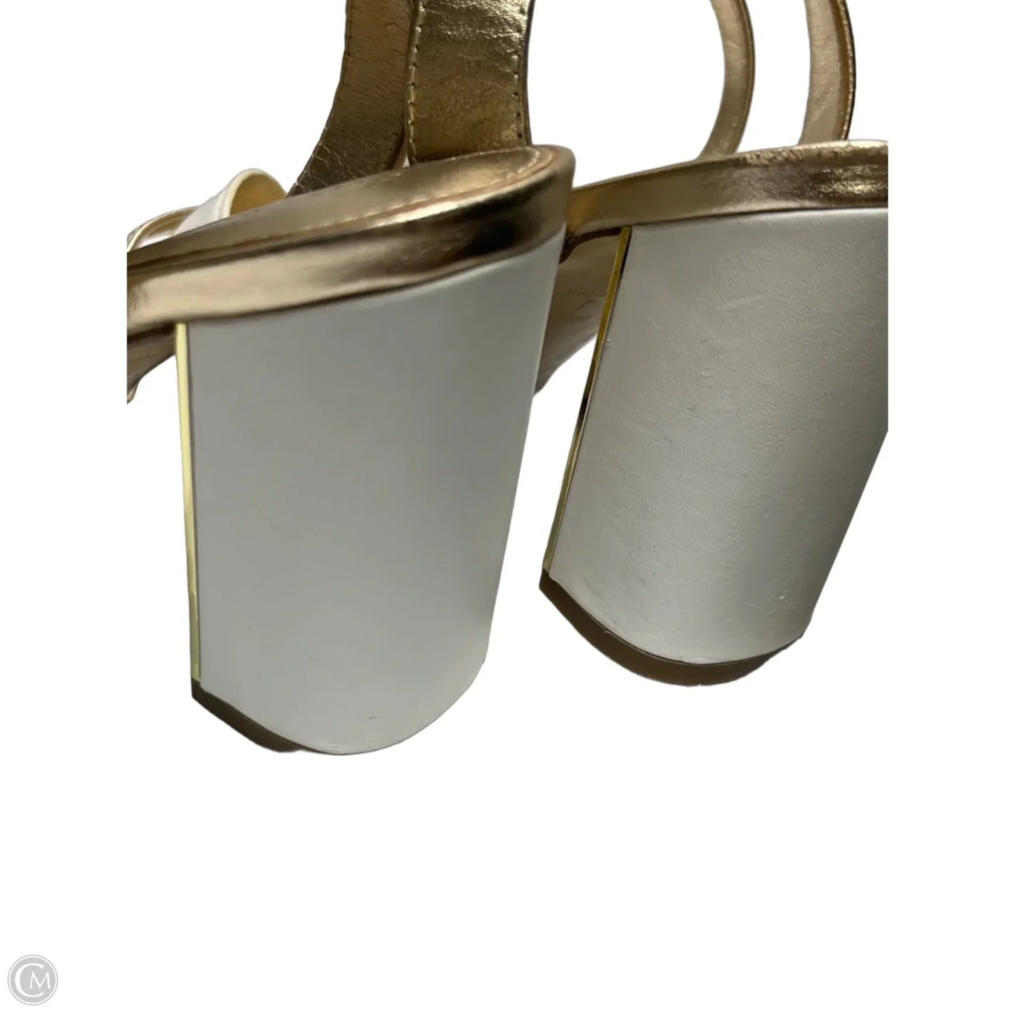 Sandals Designer By Lilly Pulitzer In Gold & White, Size: 8.5