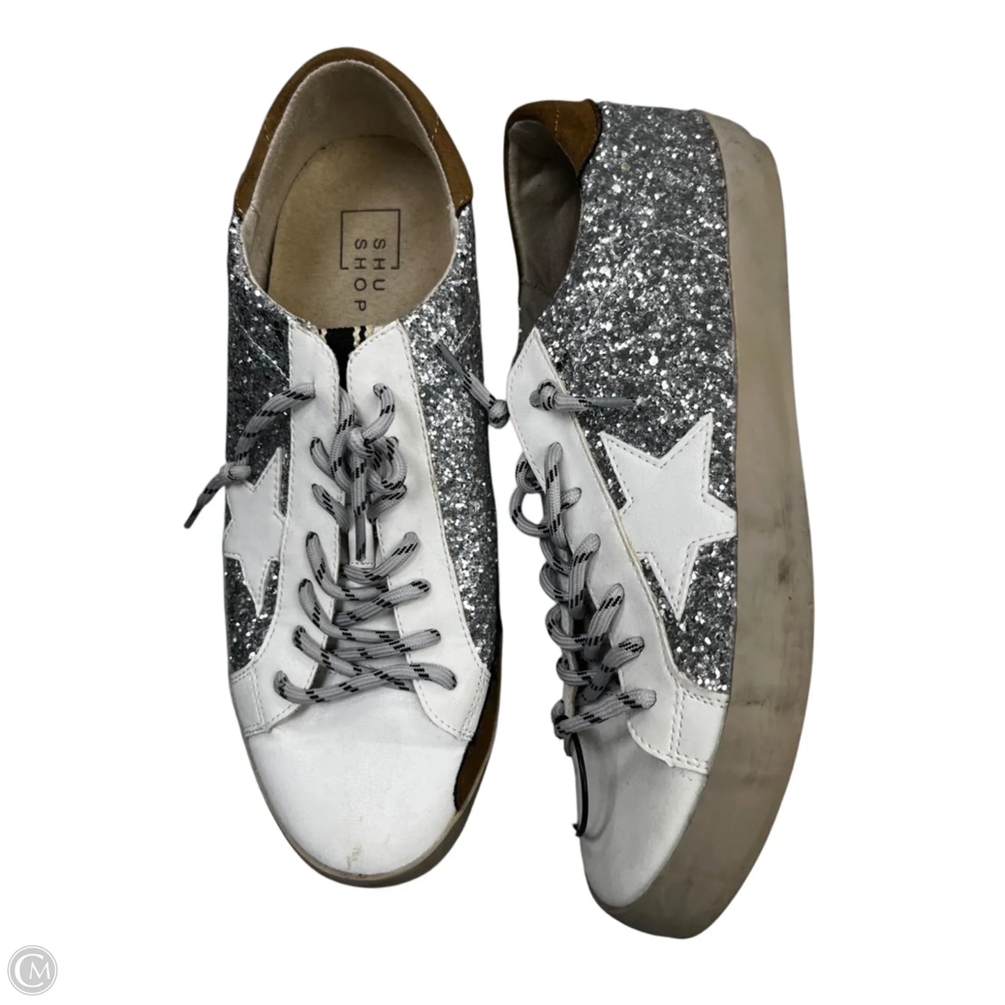 Shoes Sneakers By Shu Shop In Silver & White, Size: 8.5
