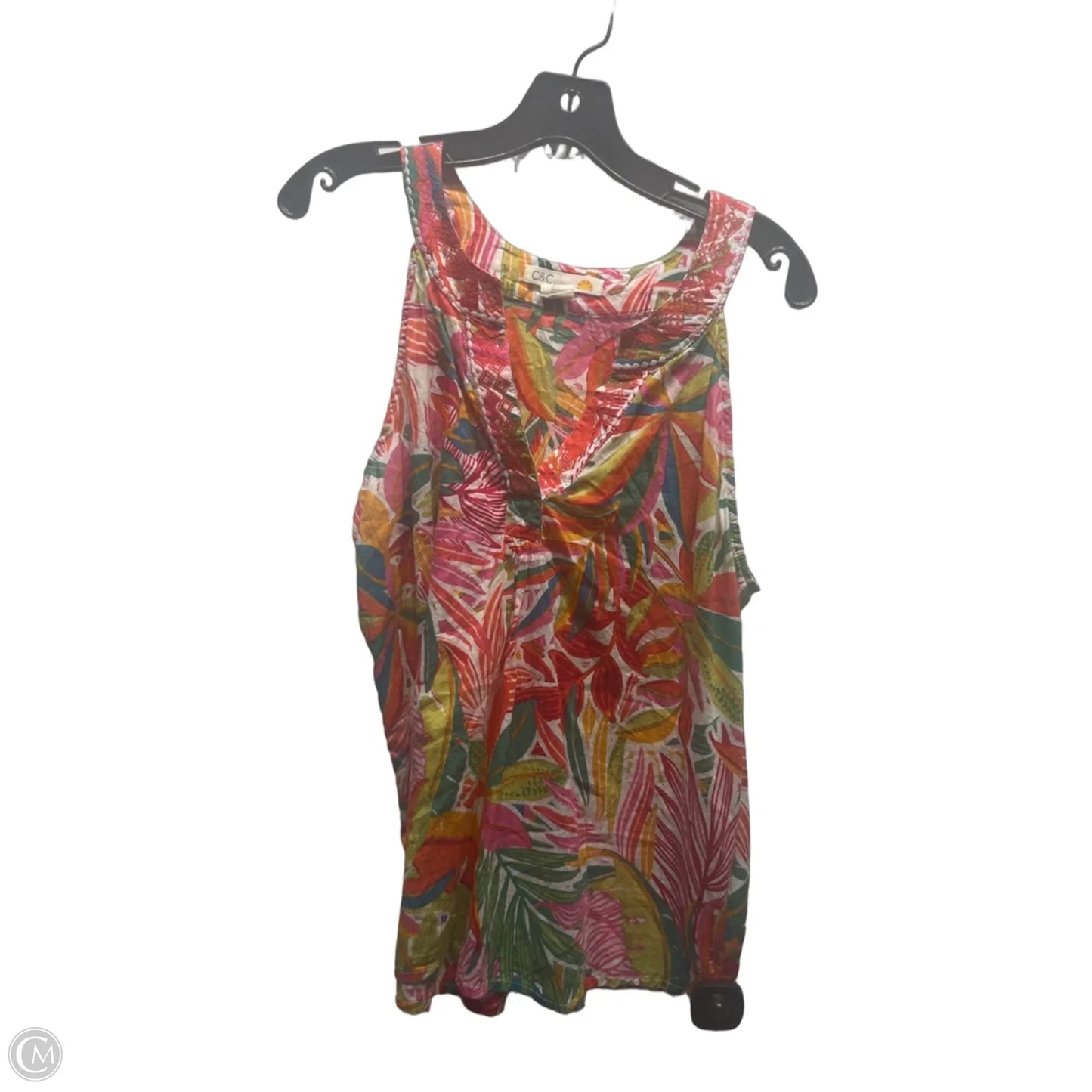 Top Sleeveless By C And C In Pink & Red, Size: L