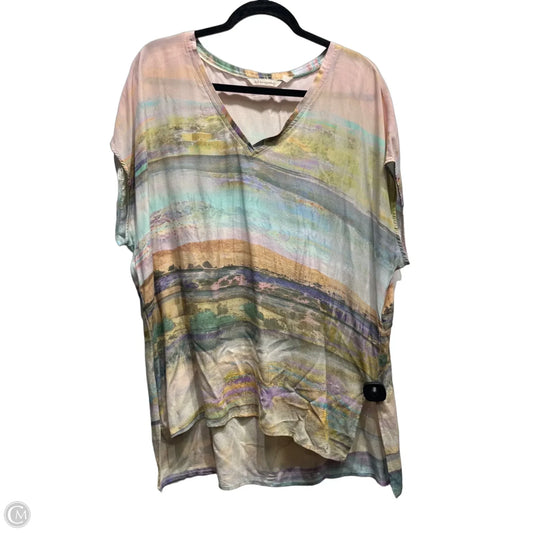 Top Short Sleeve By Soft Surroundings In Green & Pink, Size: L